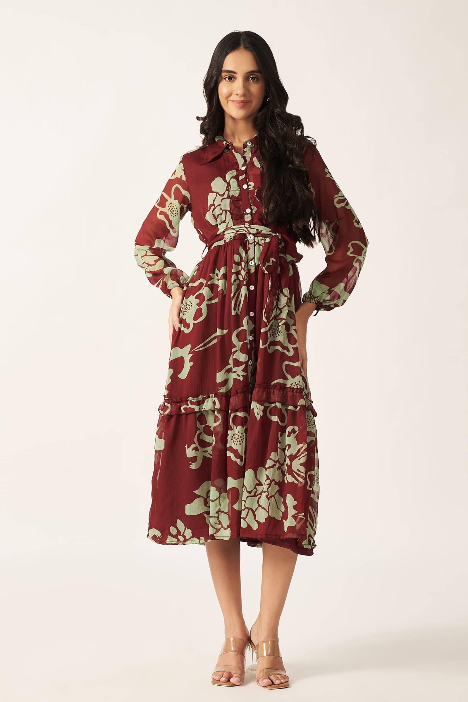 Printed Maxi Dress | Red