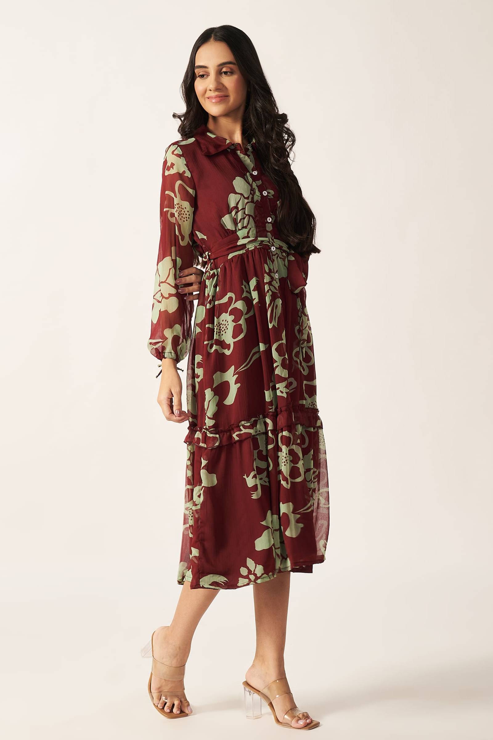 Printed Maxi Dress | Red