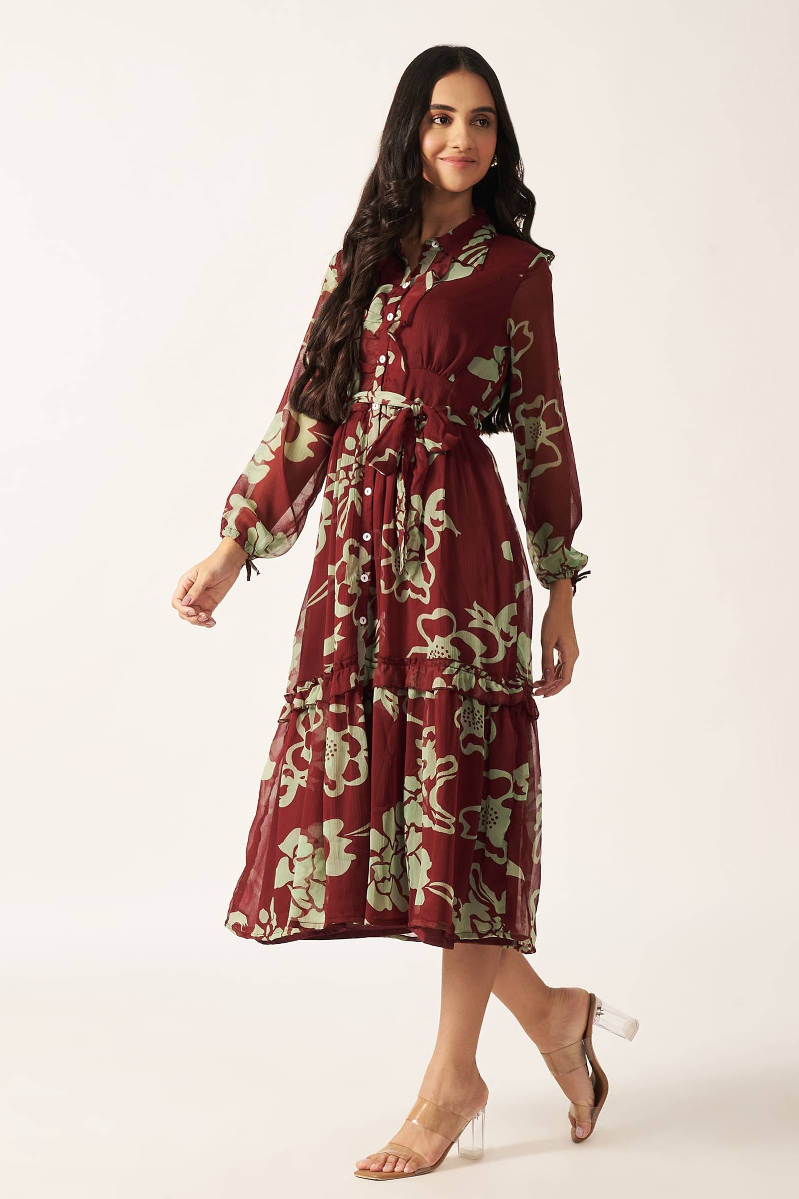 Printed Maxi Dress | Red