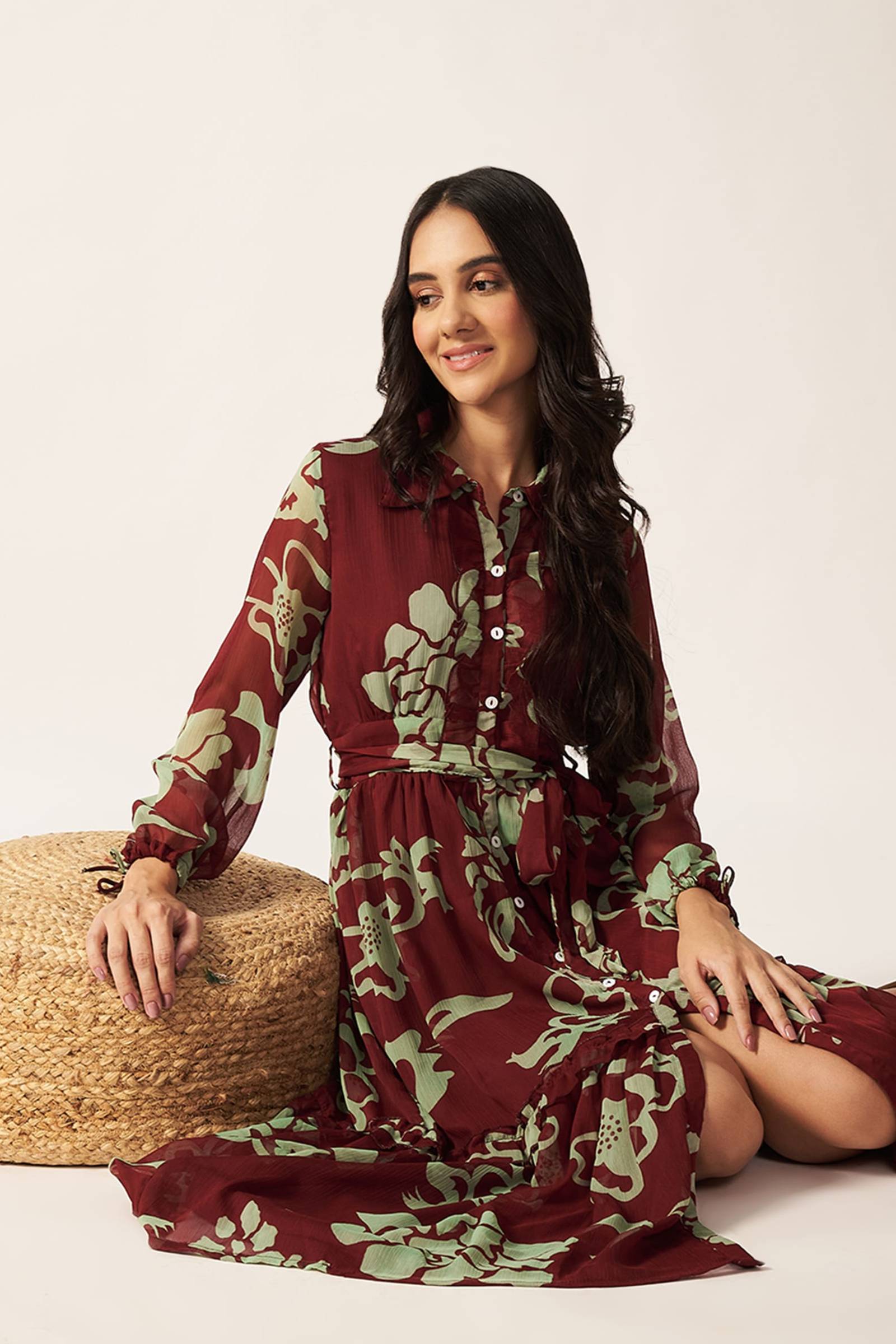 Printed Maxi Dress | Red