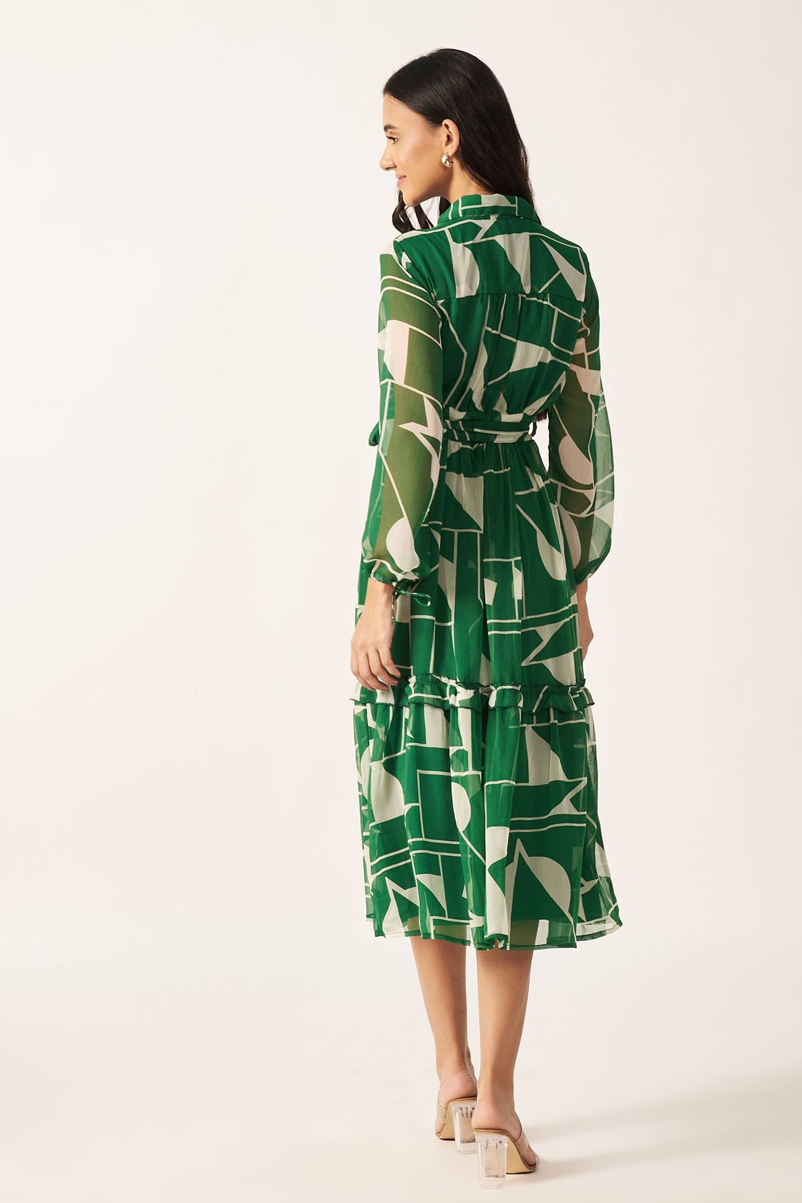 Printed Maxi Dress ( Green )