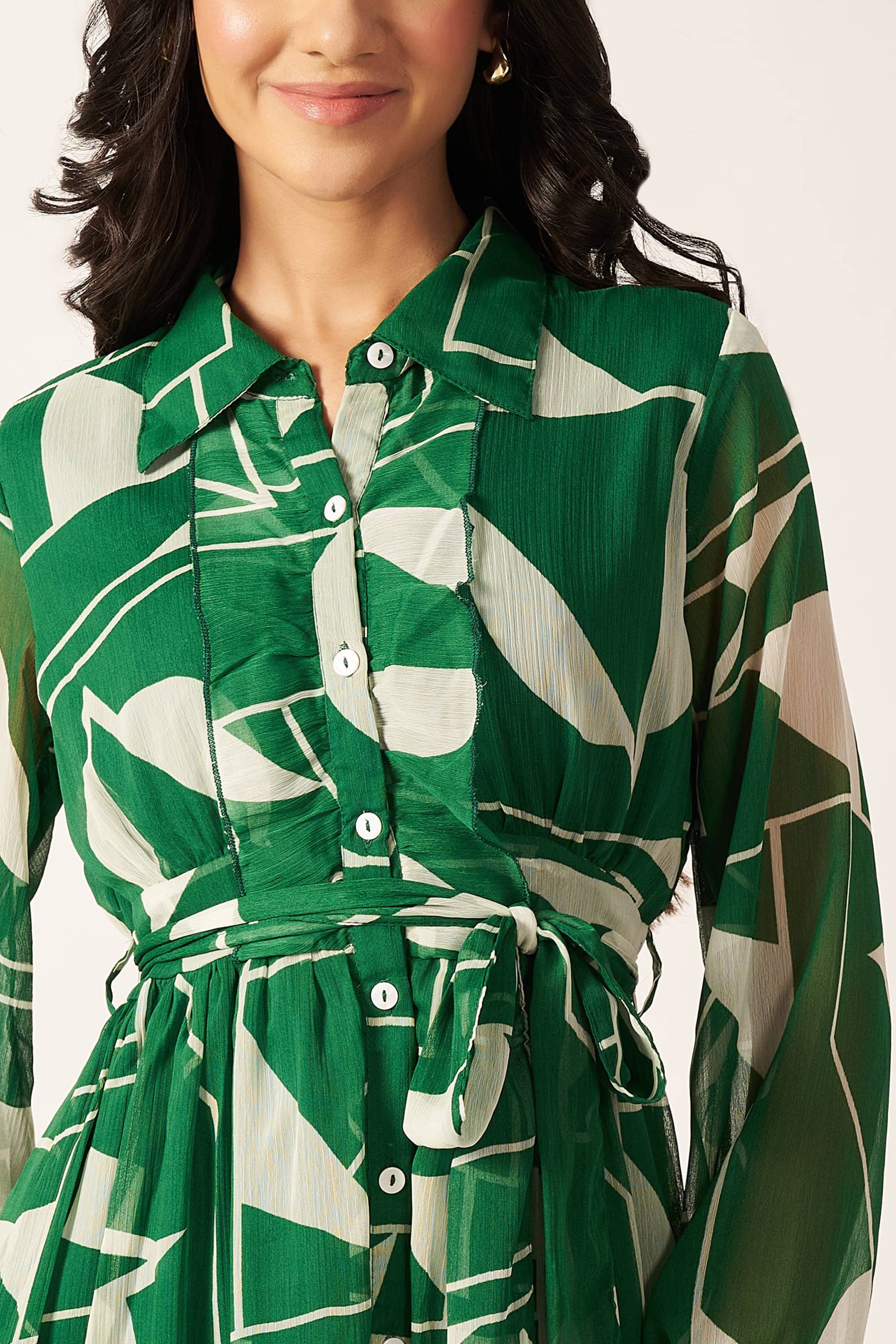 Printed Maxi Dress ( Green )