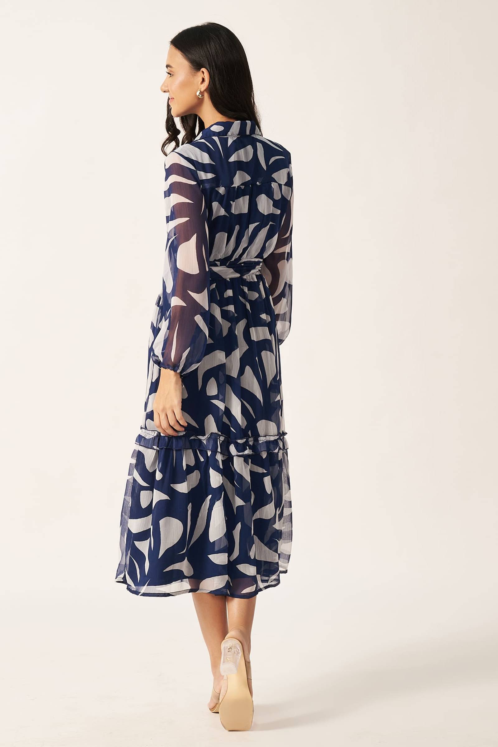 Printed Maxi Dress ( Blue )