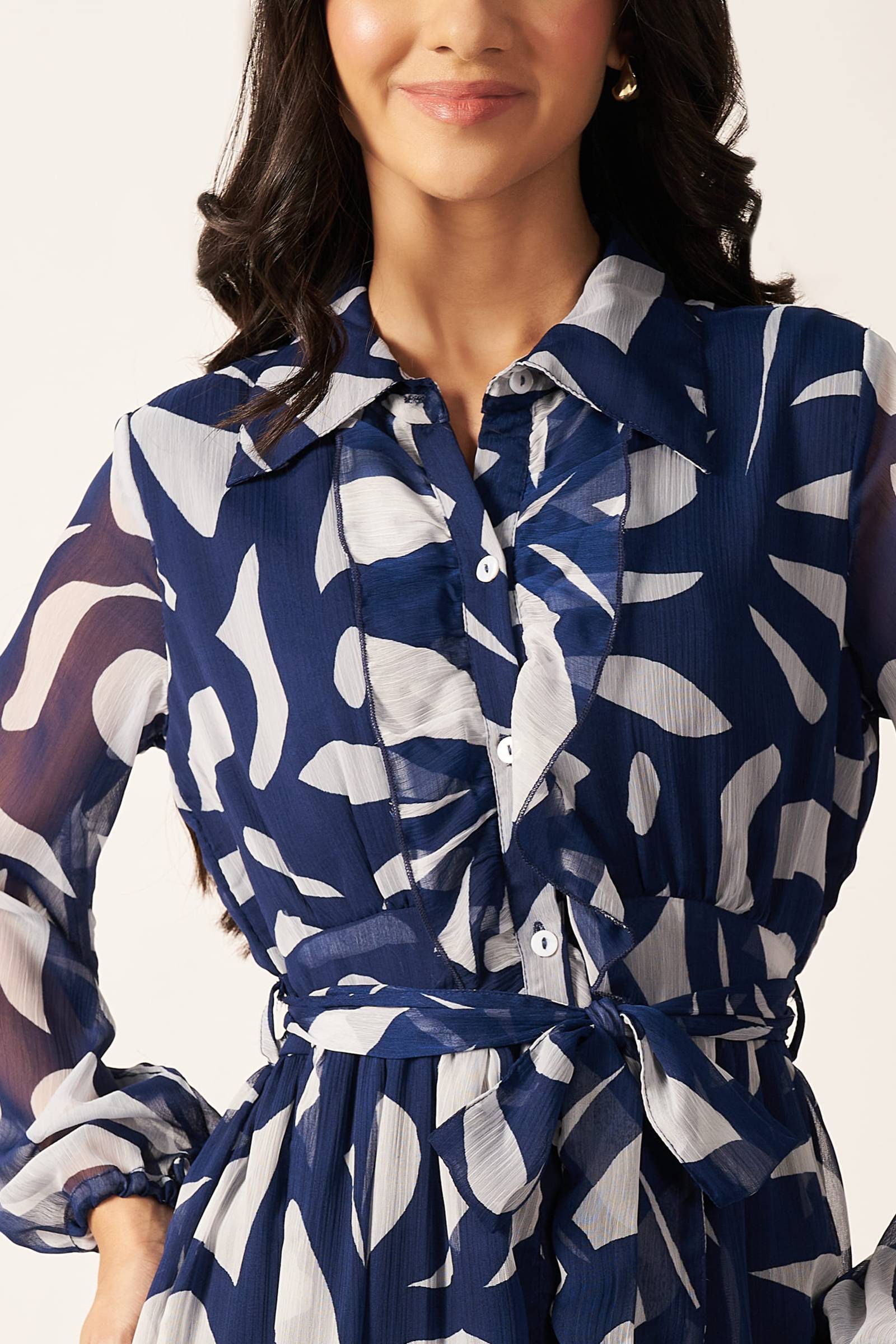 Printed Maxi Dress ( Blue )