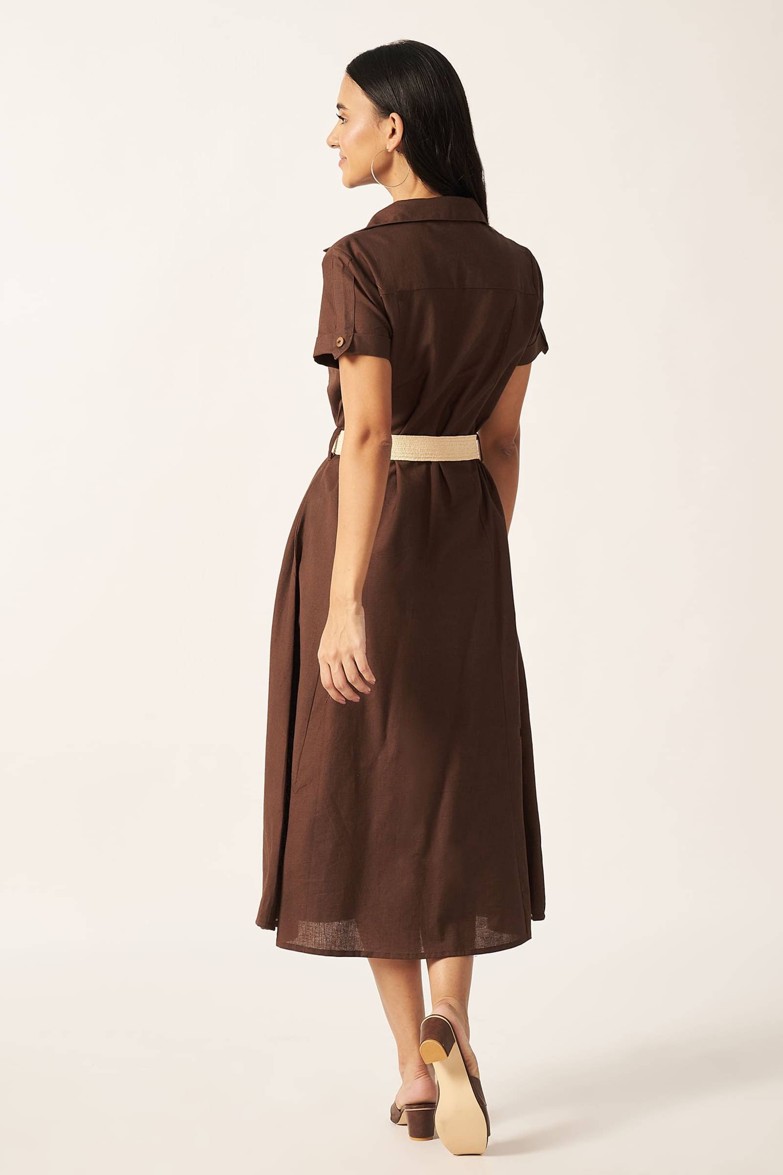 Linen Blend Maxi Dress ( Mocha)
