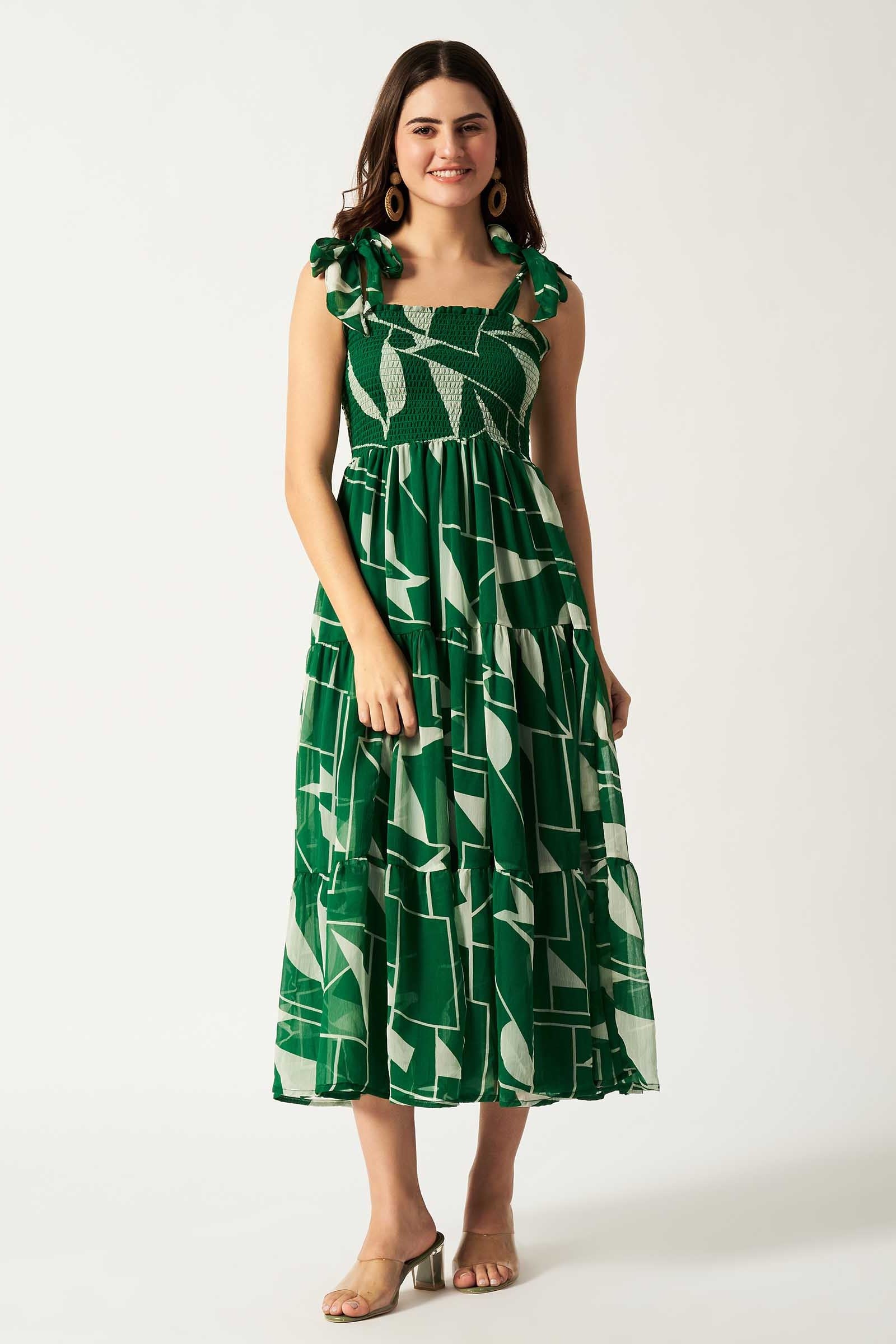 Printed Maxi Dress | Green