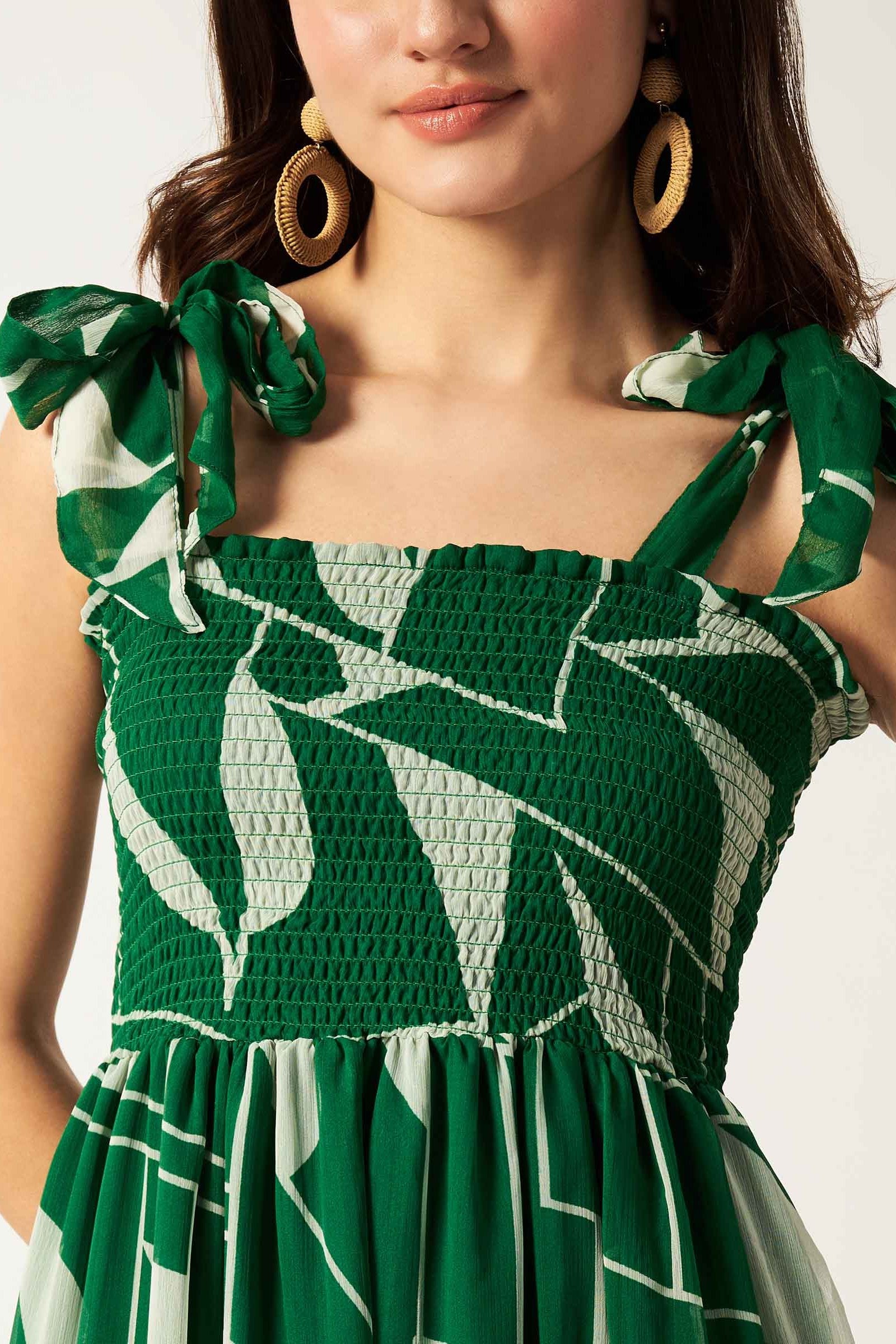 Printed Maxi Dress | Green