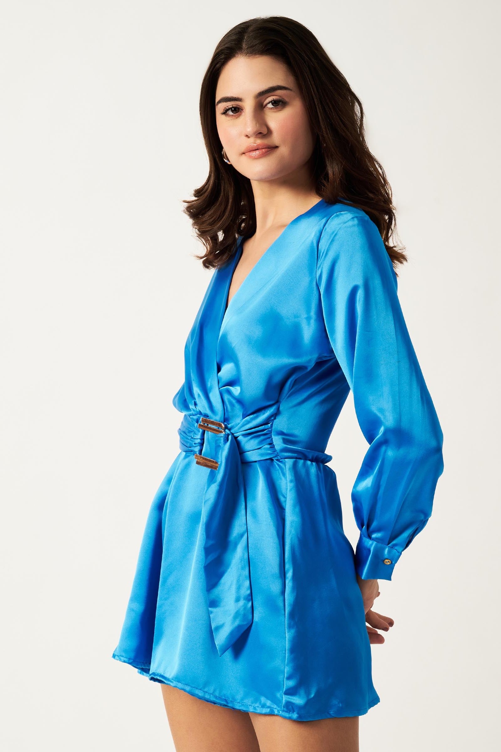 Satin Playsuit | Blue