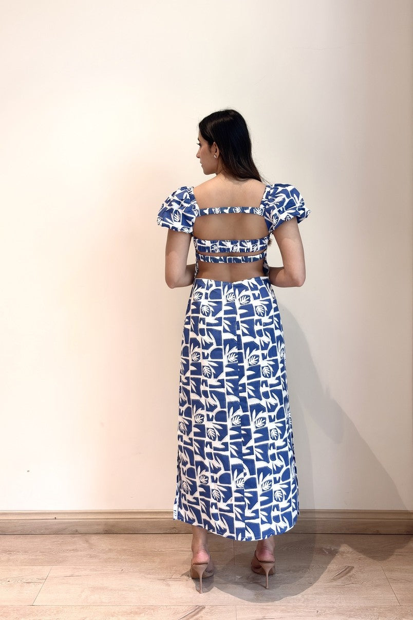 Printed Backless Maxi