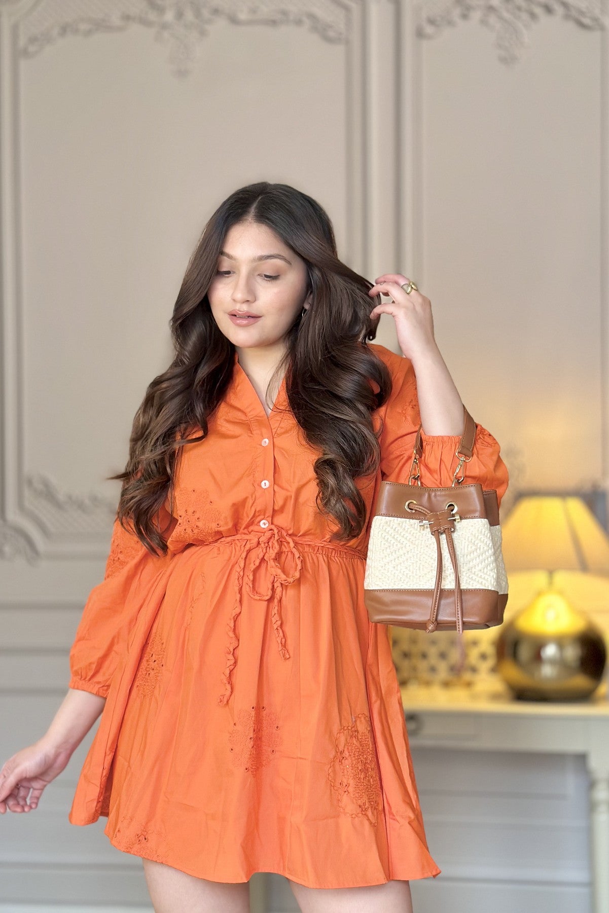 Shirt Dress with Cut Work Shirt Dress with Cut Work