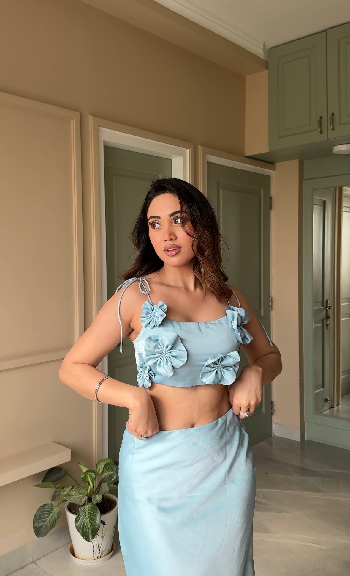 Nile Satin Co-ord Set | Blue
