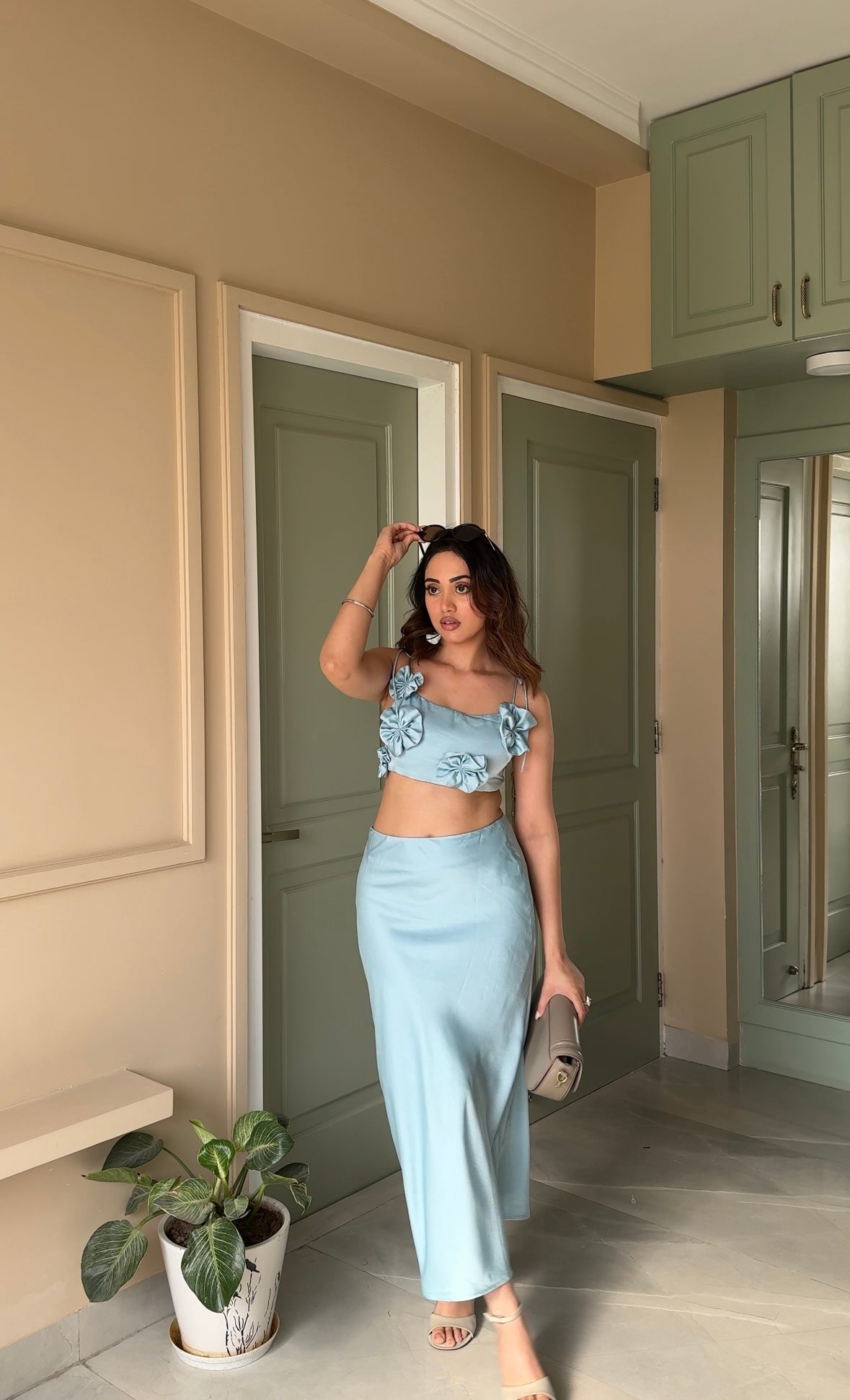 Nile Satin Co-ord Set | Blue