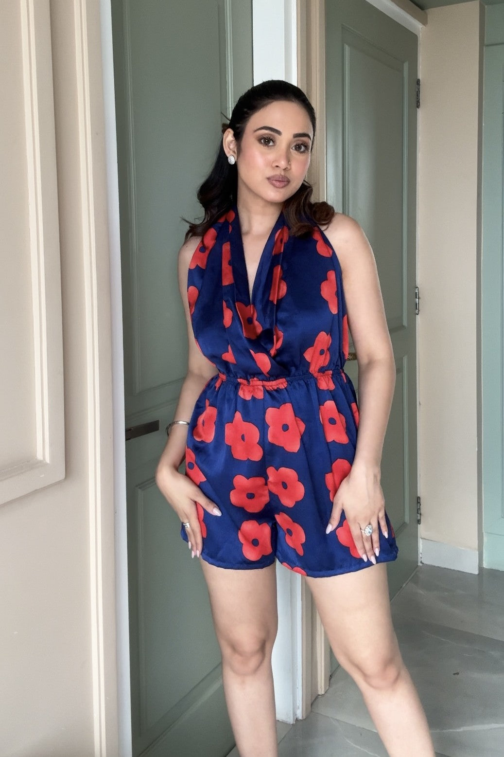 Satin Printed Playsuit