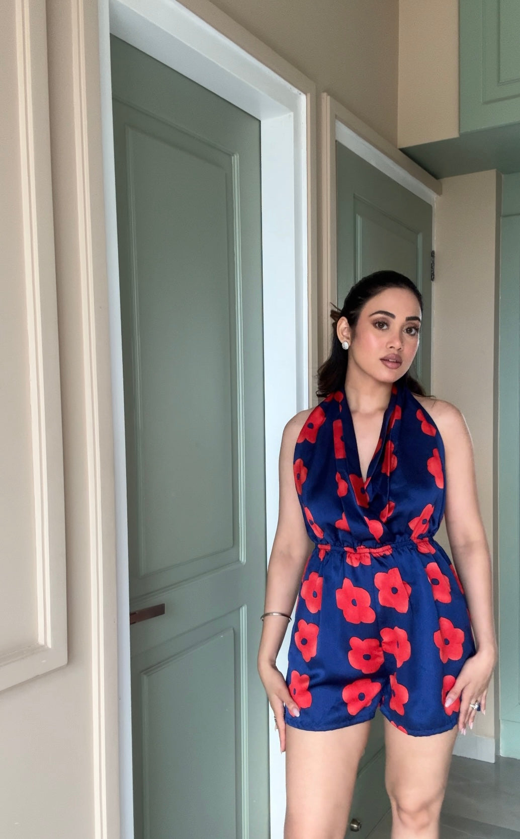 Satin Printed Playsuit