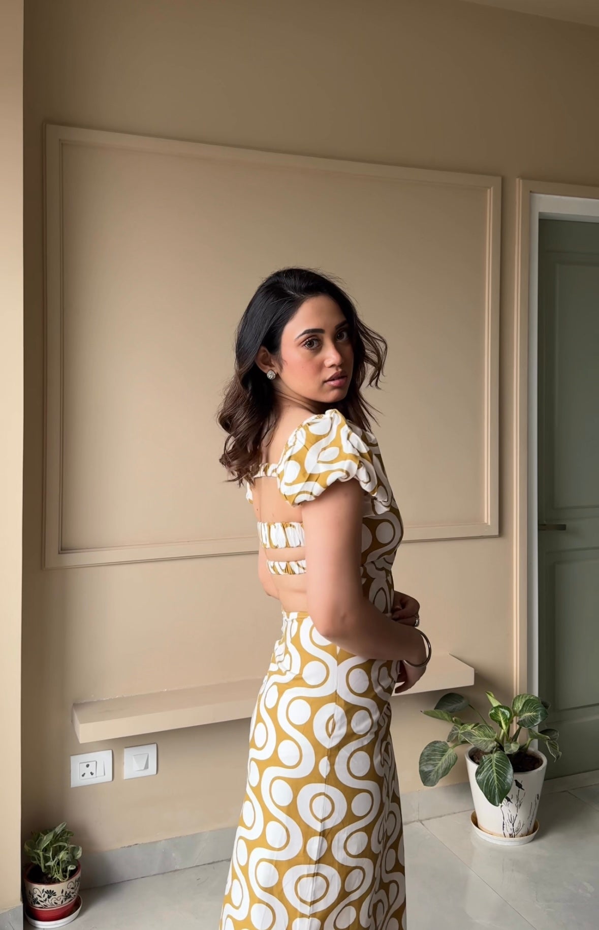 Printed Backless Maxi Dress
