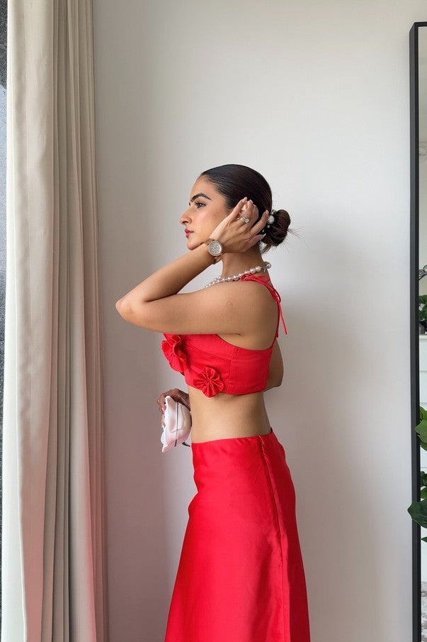Nile Satin Co-ord Set | Red