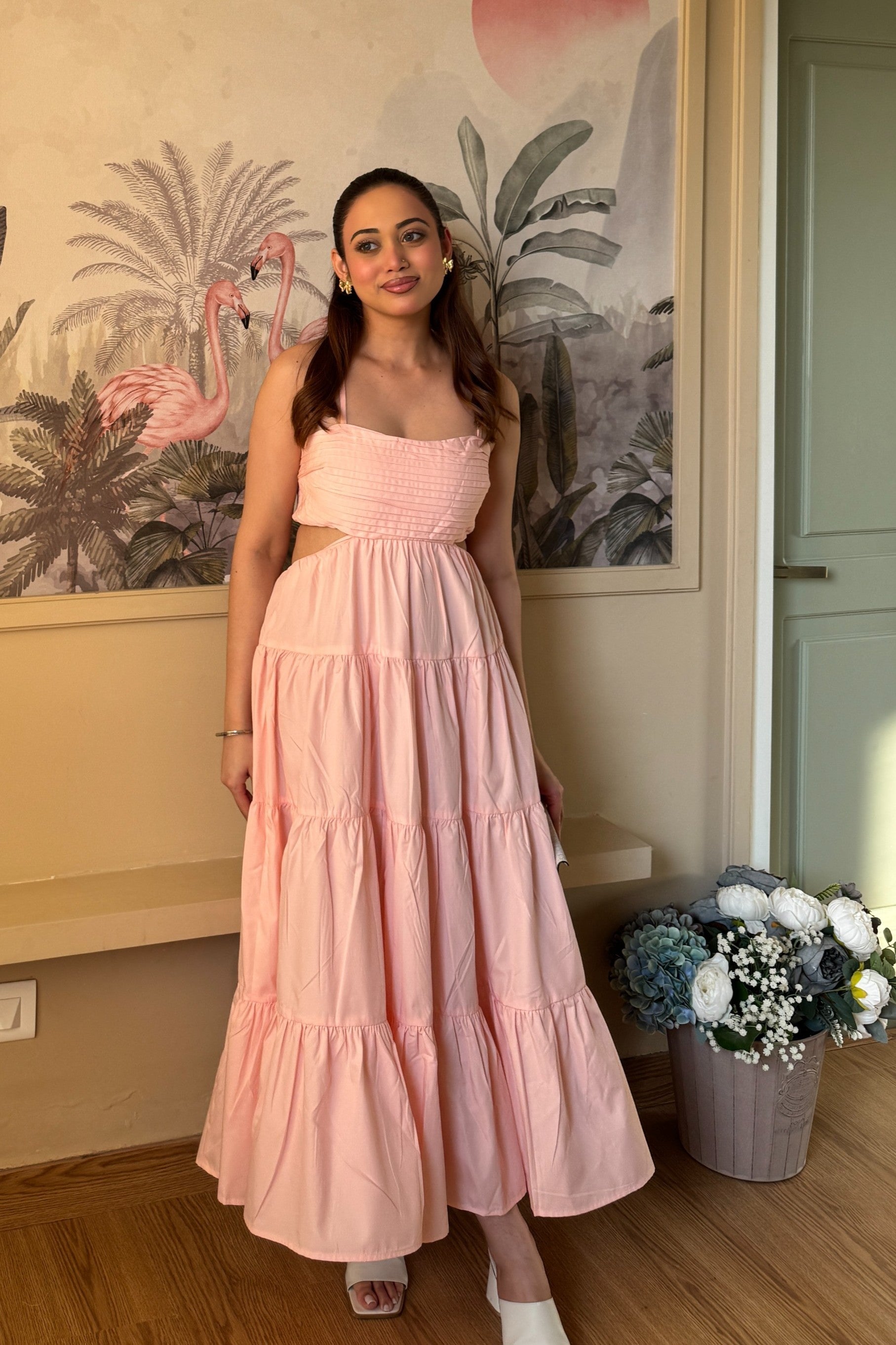 Maxi Dress With Cut-out| Pink