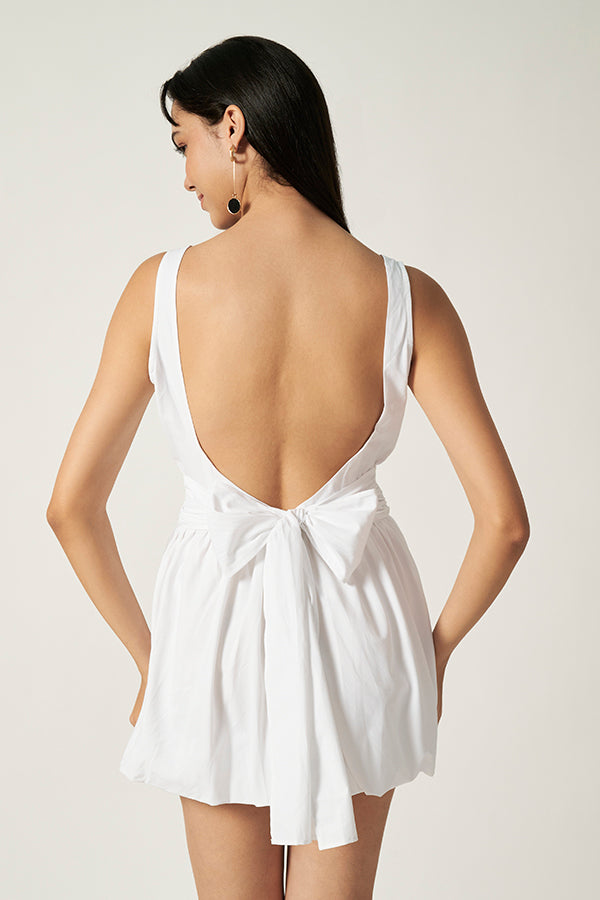 Backless Short Dress | White Backless Short Dress | White