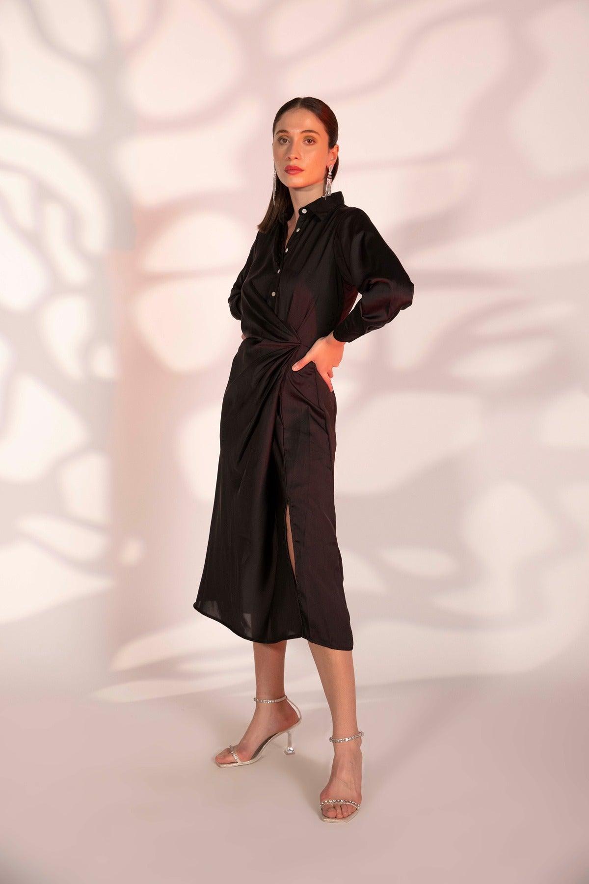Women Black Ethnic A-Line Dress main image 1