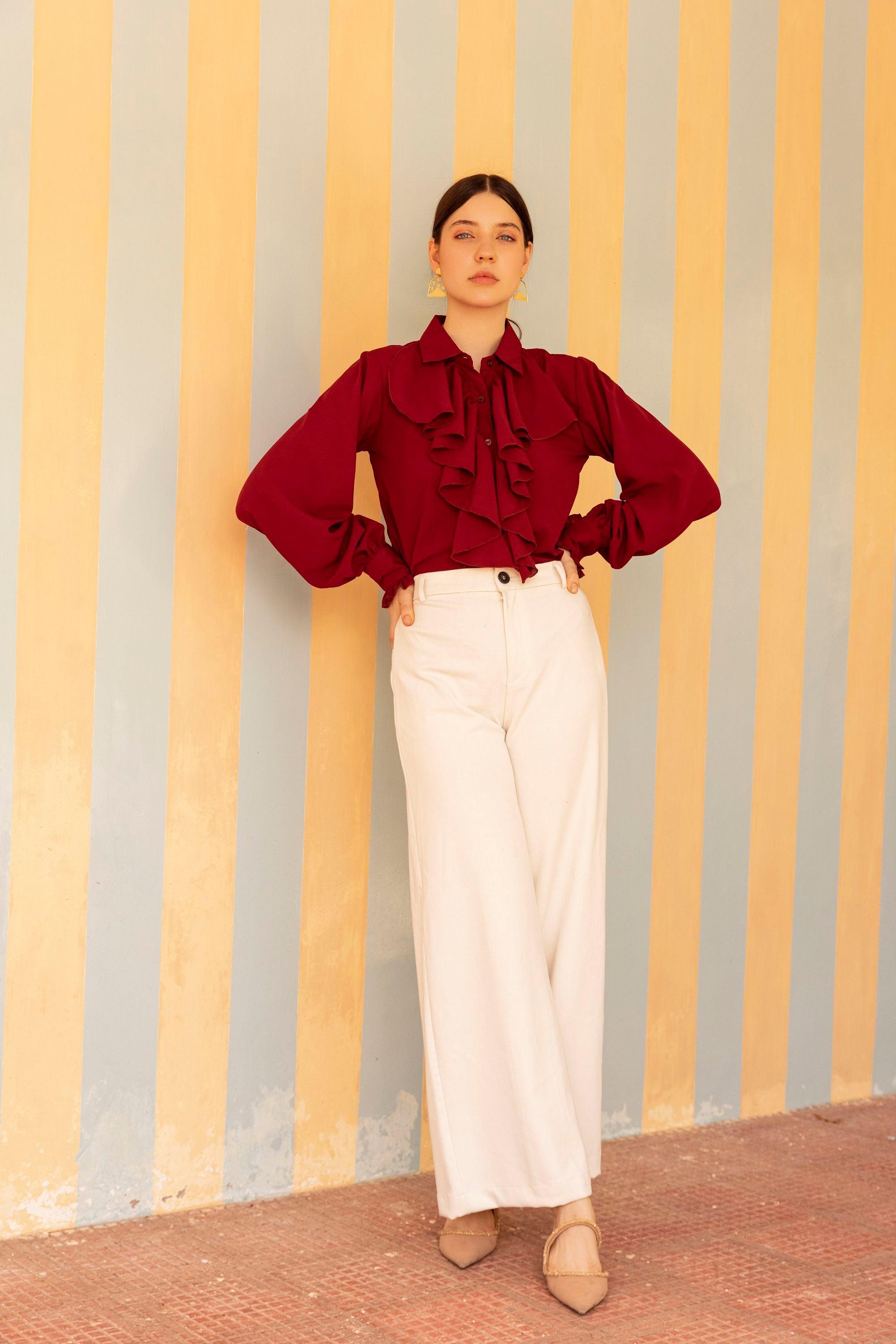 Plum Ruffle Shirt