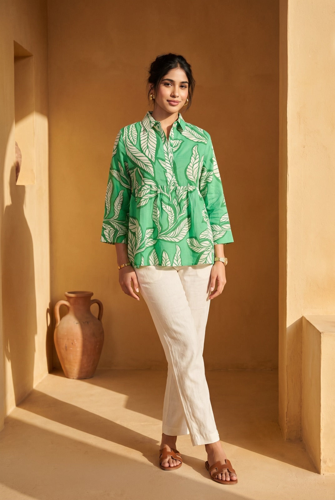Printed Ecru Top