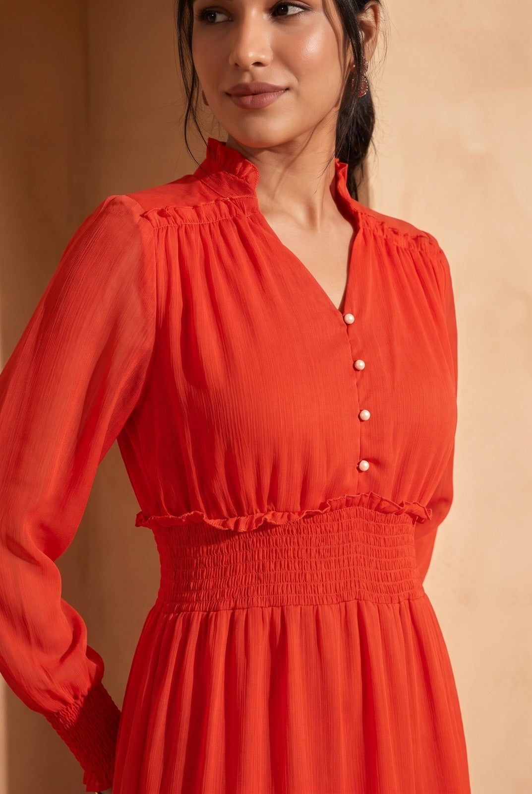 Textured Maxi Dress | Tangerine