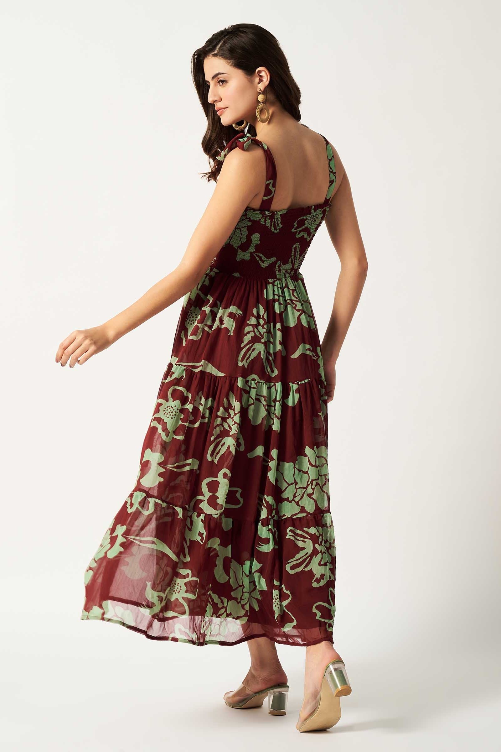 Printed Maxi Dress | Maroon