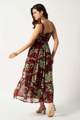 Printed Maxi Dress | Maroon