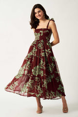 Printed Maxi Dress | Maroon