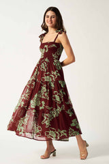 Printed Maxi Dress | Maroon