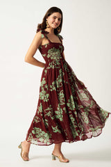 Printed Maxi Dress | Maroon