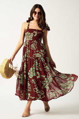 Printed Maxi Dress | Maroon