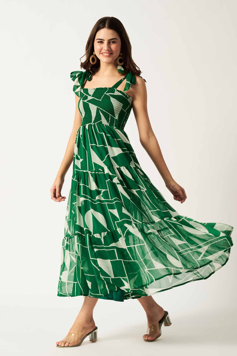 Printed Maxi Dress | Green