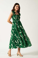 Printed Maxi Dress | Green
