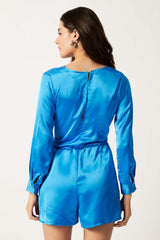 Satin Playsuit | Blue