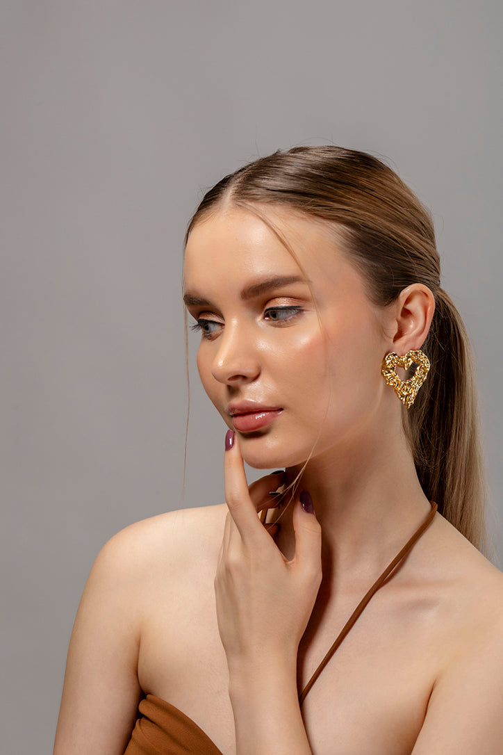 Textured Heart Earrings