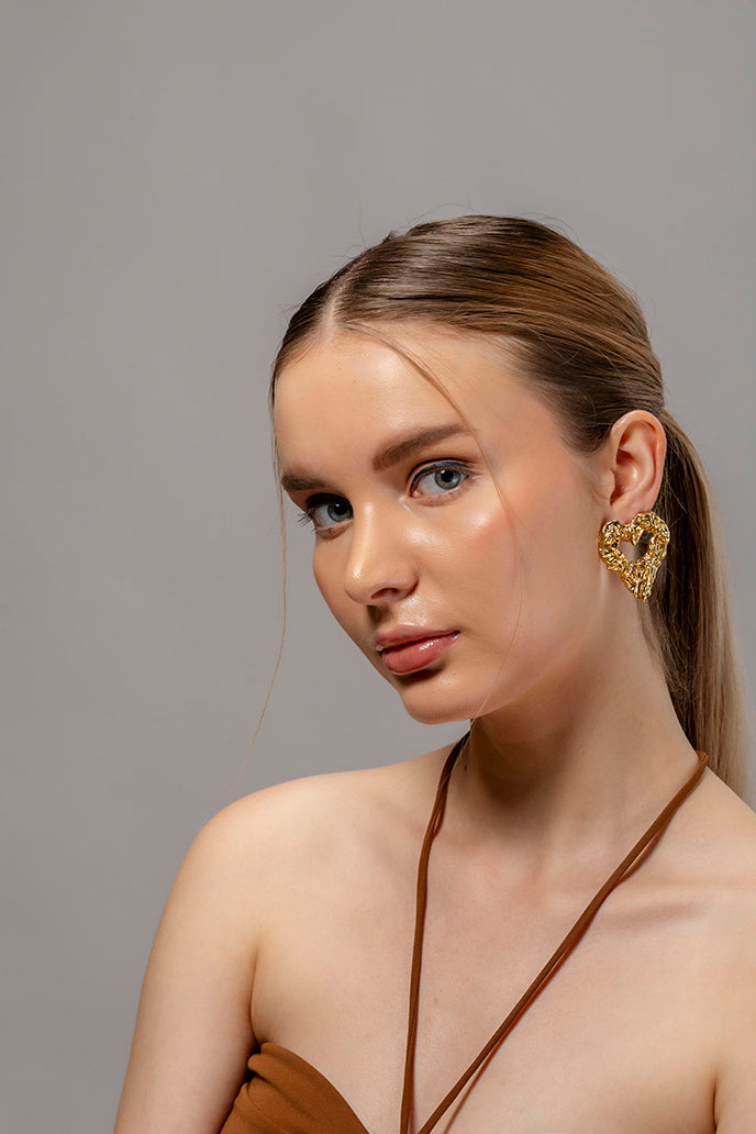 Textured Heart Earrings