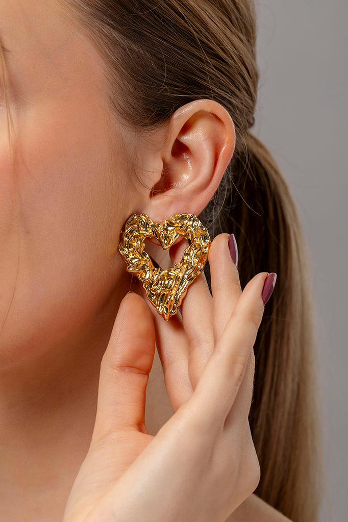 Textured Heart Earrings
