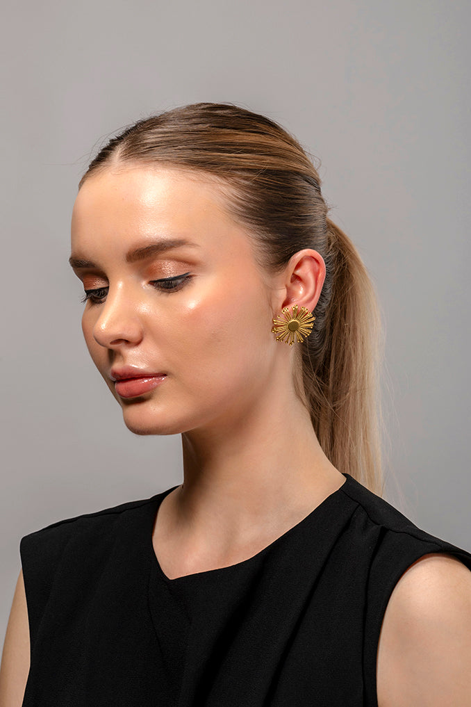 Textured Sunflower Earrings