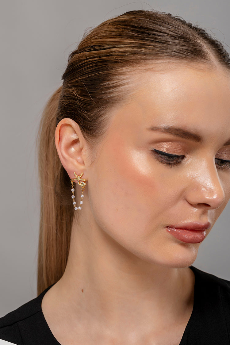 Starfish Pearl Earrings