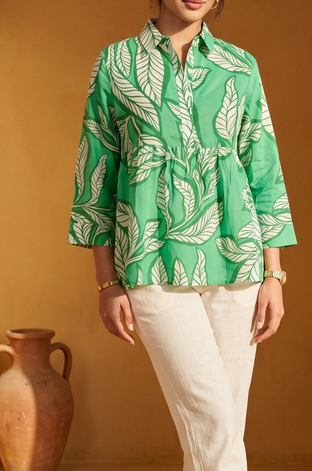 Printed Ecru Top