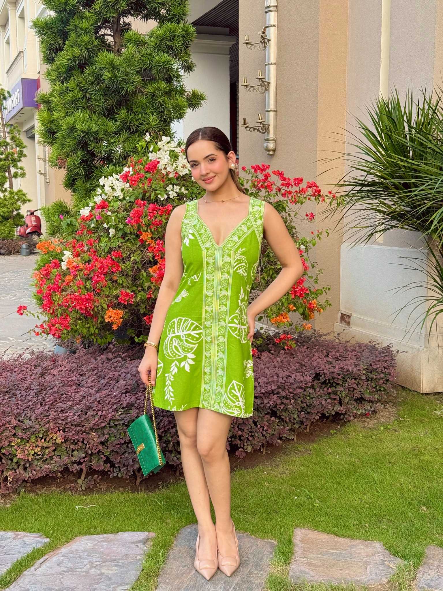 Linen Printed Short Dress
