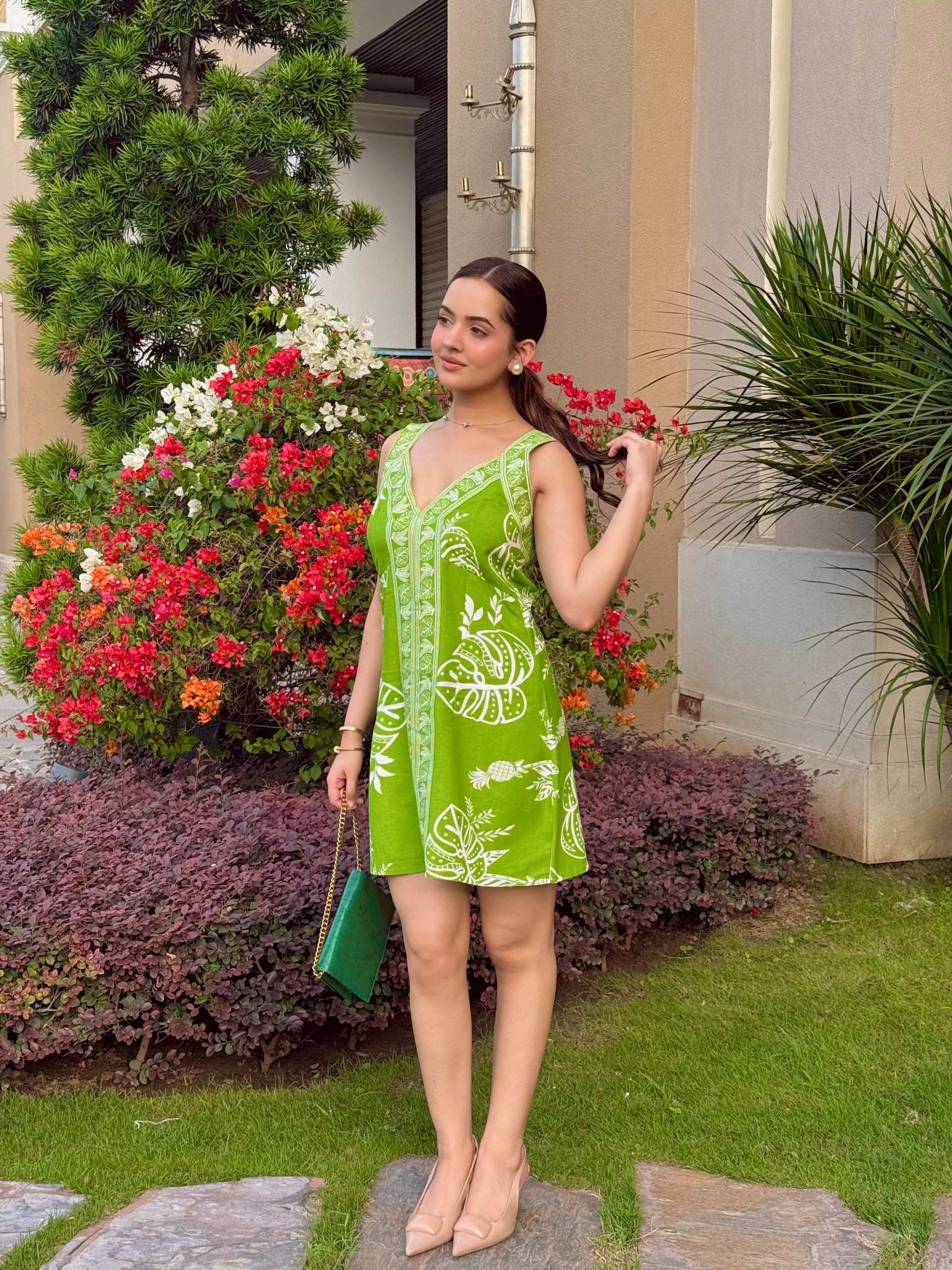 Linen Printed Short Dress