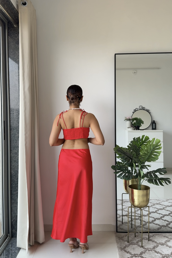 Nile Satin Co-ord Set | Red
