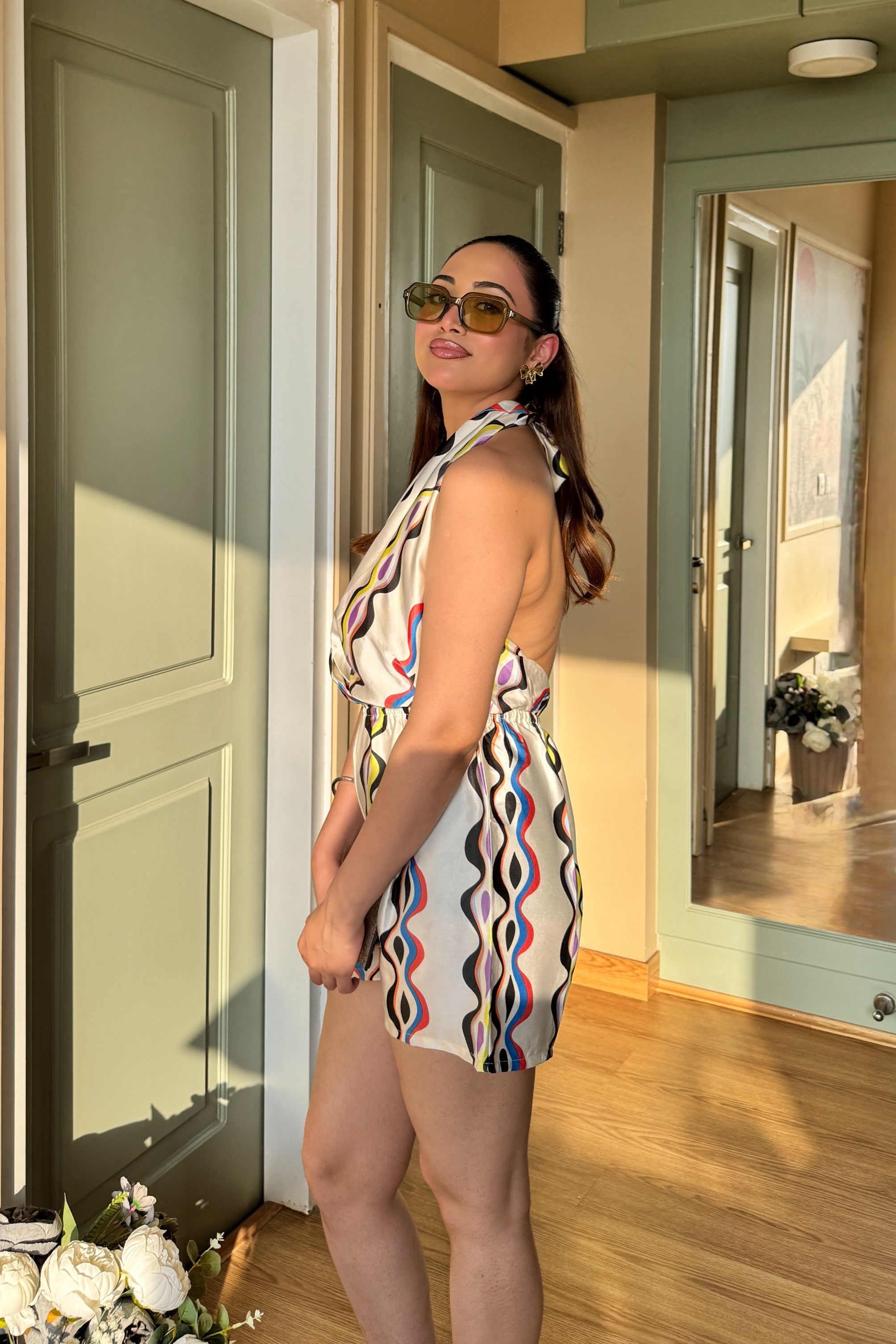 Backless Printed Playsuit