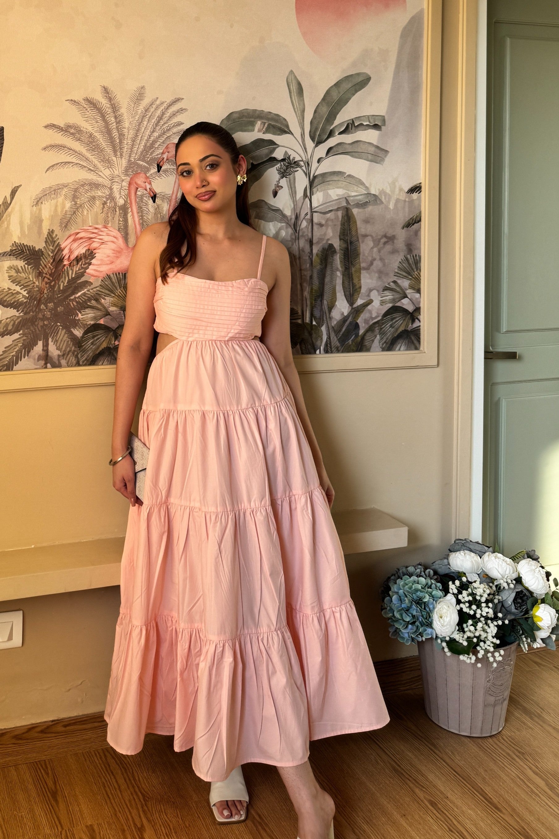 Maxi Dress With Cut-out| Pink