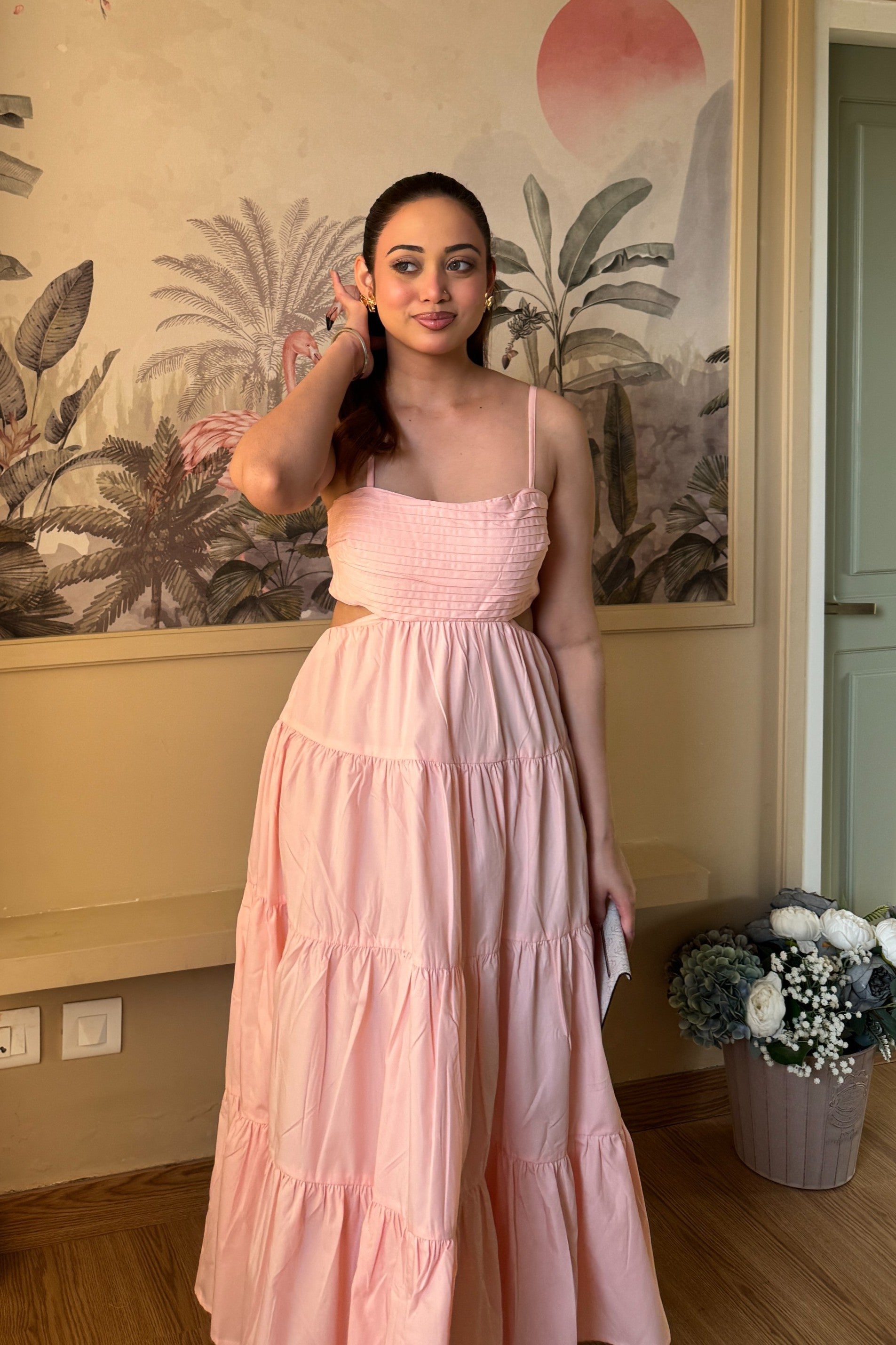 Maxi Dress With Cut-out| Pink