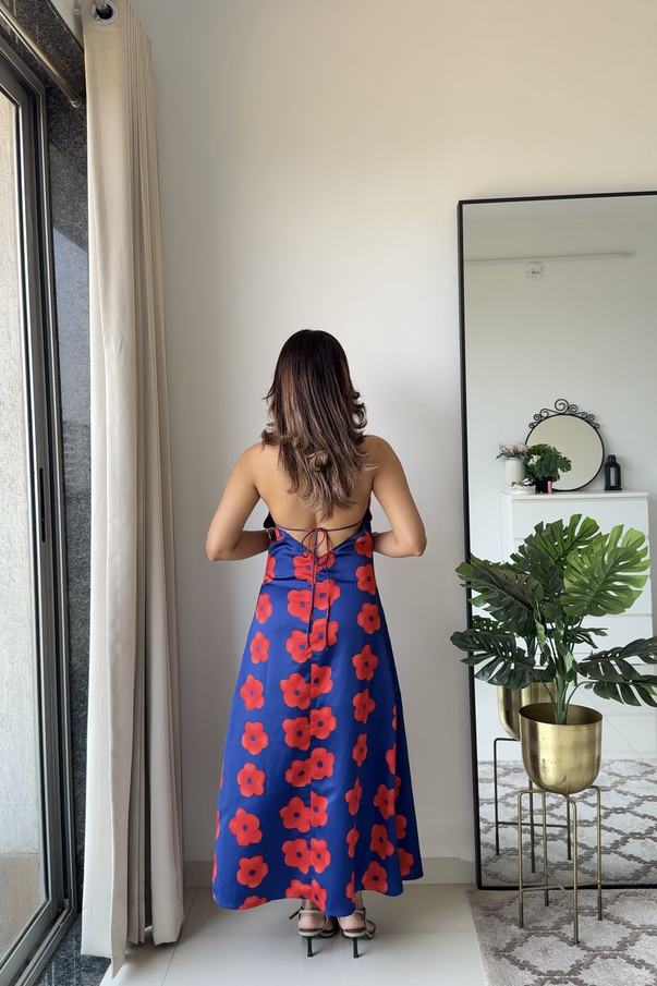 Printed Satin Maxi Dress