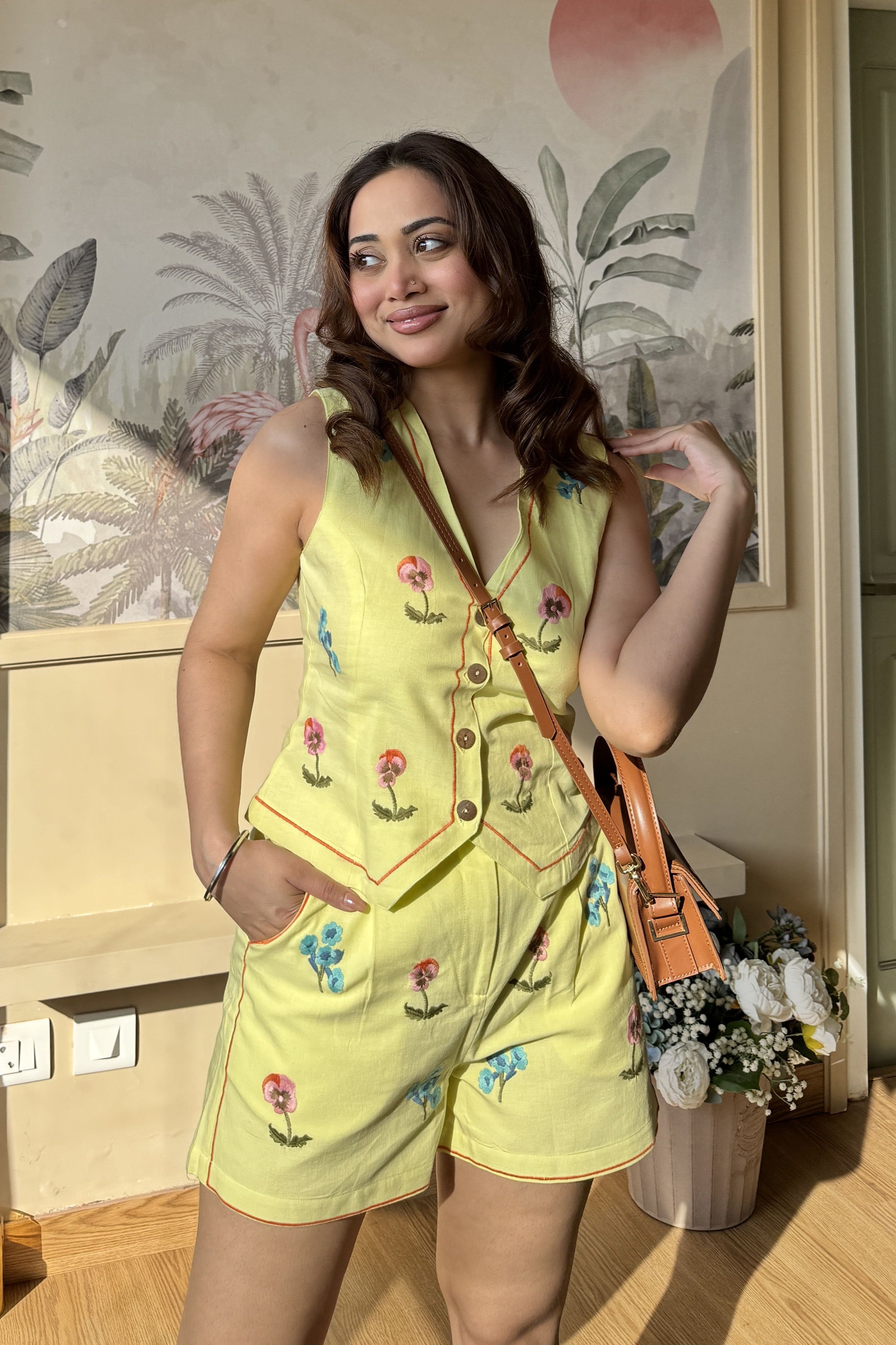 Embroidery Co-Ord Set | Yellow