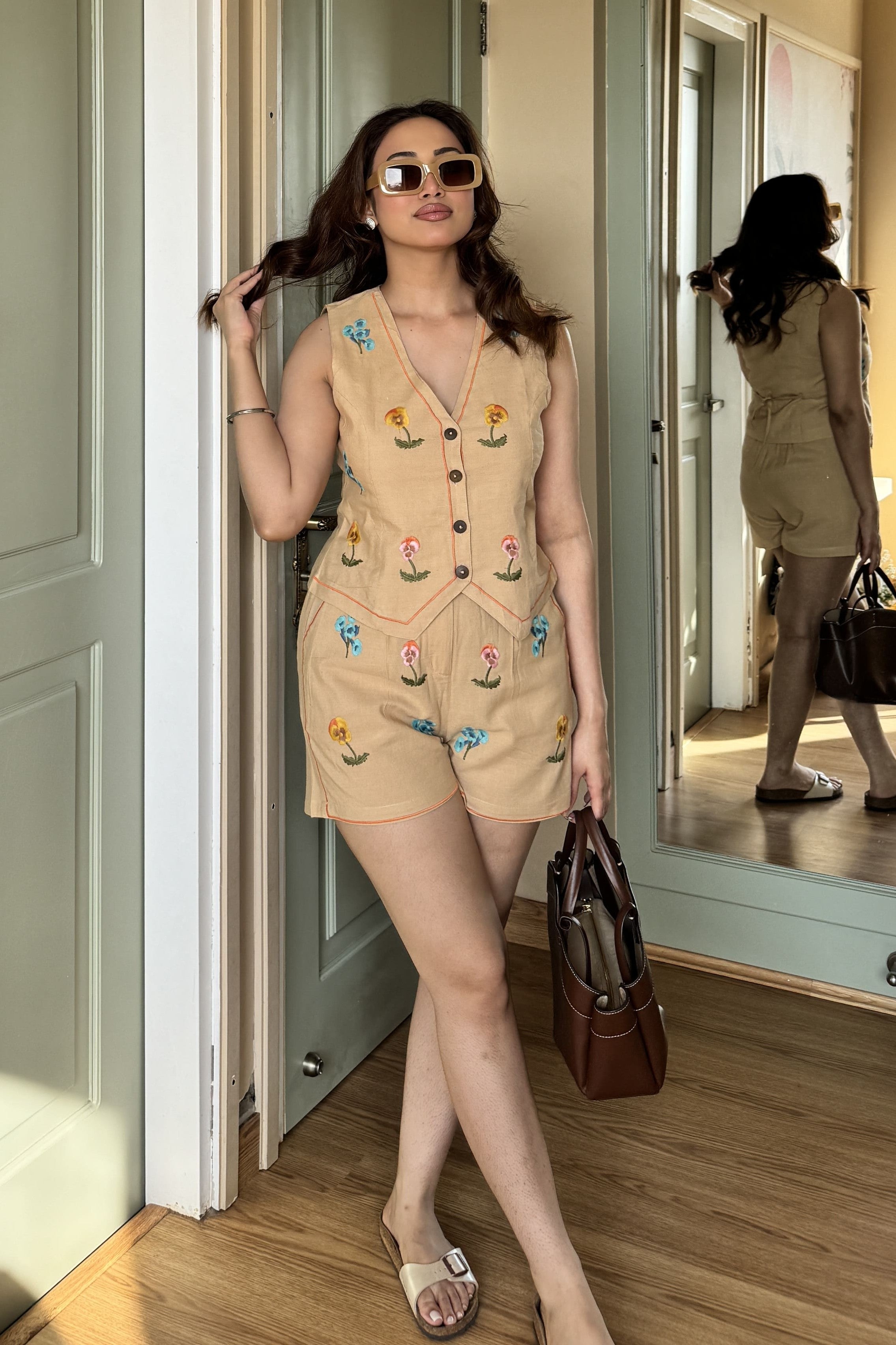 Embroidery Co-ord Set | Sand